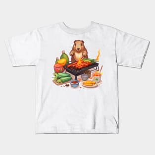 Capybara grilling bbq Kids T-Shirt